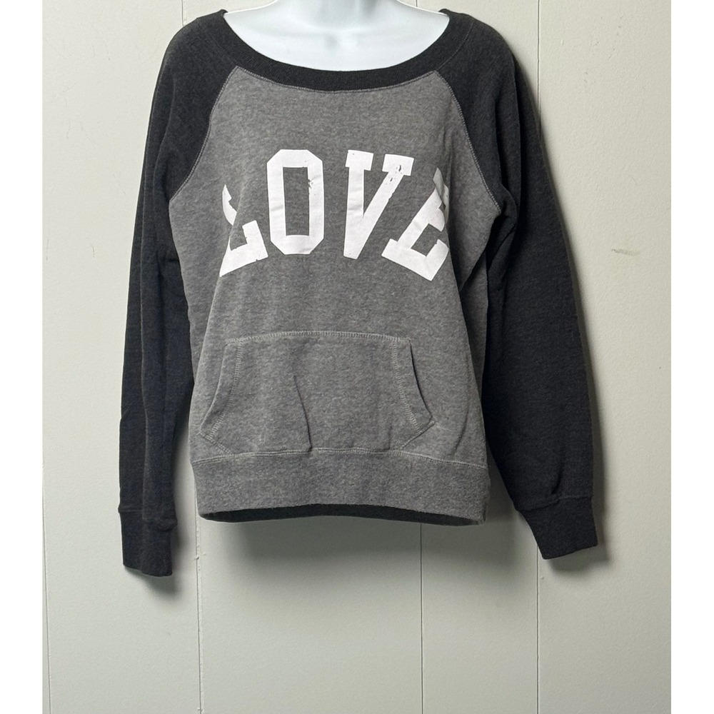 Green Sleeved California Los Angeles Women's Grey LOVE Raglan Sweatshirt Size M